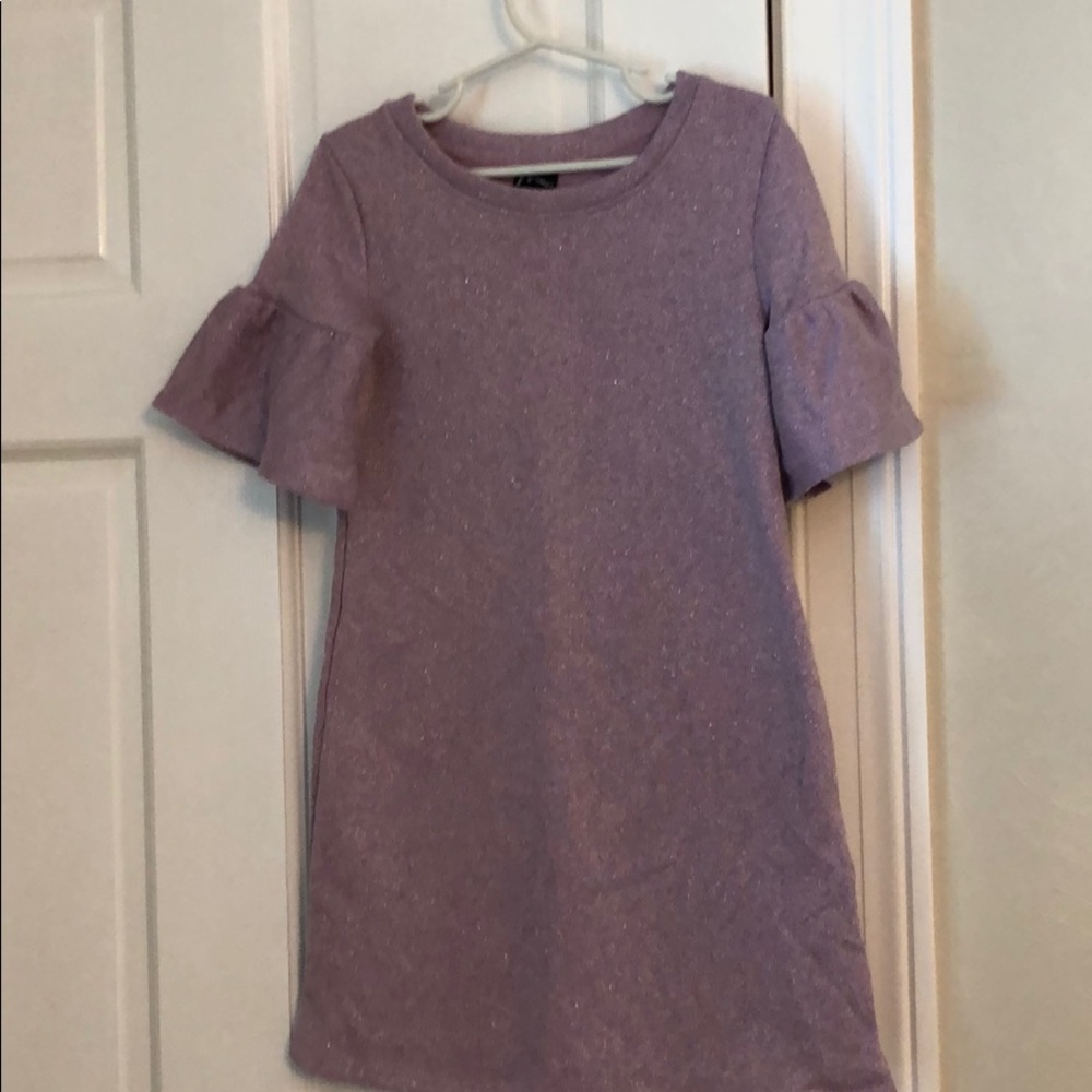 Purple short sleeve ruffle dress